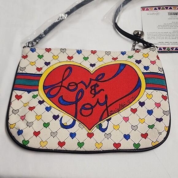 Brighton multi-color heart/bow coquette crossbody NWT flawed - Picture 2 of 9